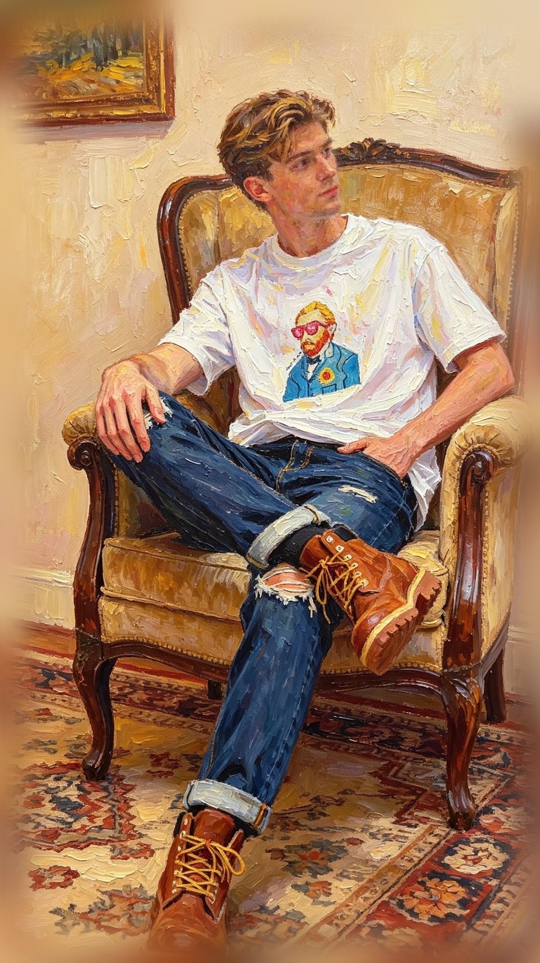 Hand-painted oil portrait of a man