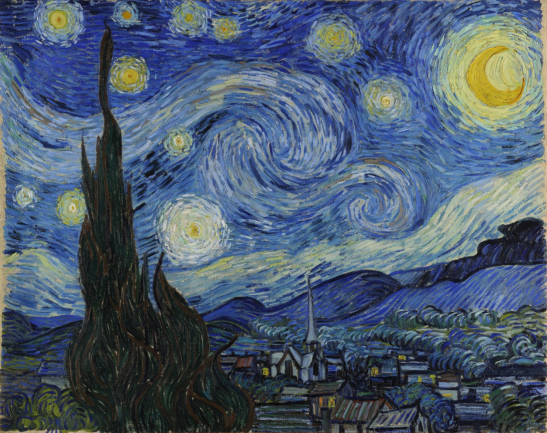 Hand-painted oil reproduction of The Starry Night by Vincent van Gogh