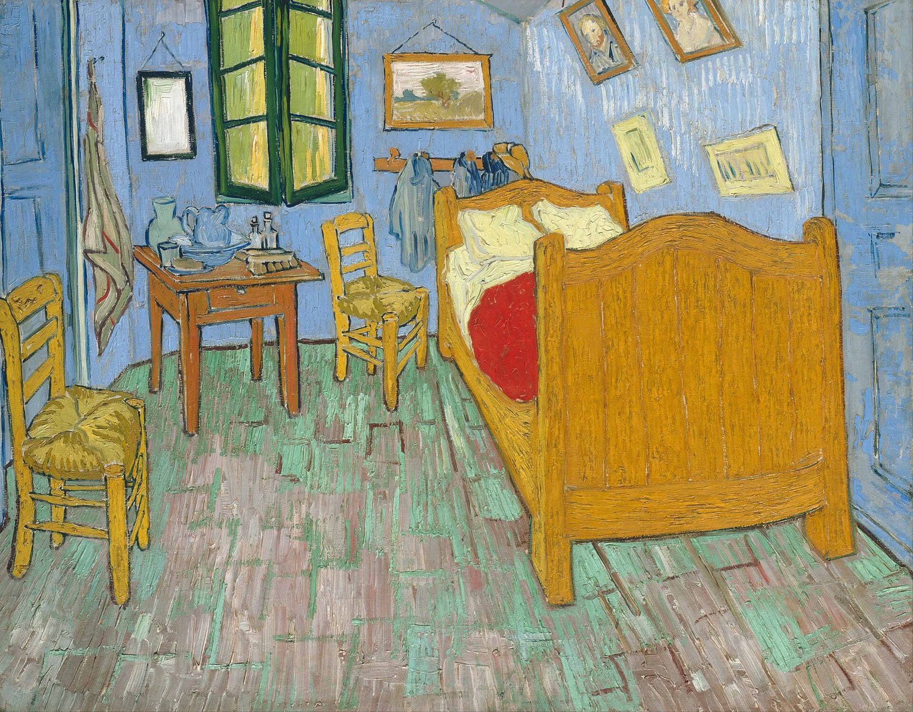 Hand-painted oil reproduction of The Bedroom, Vincent van Gogh 1888 cheerful depiction of his room in the Yellow House at Arles