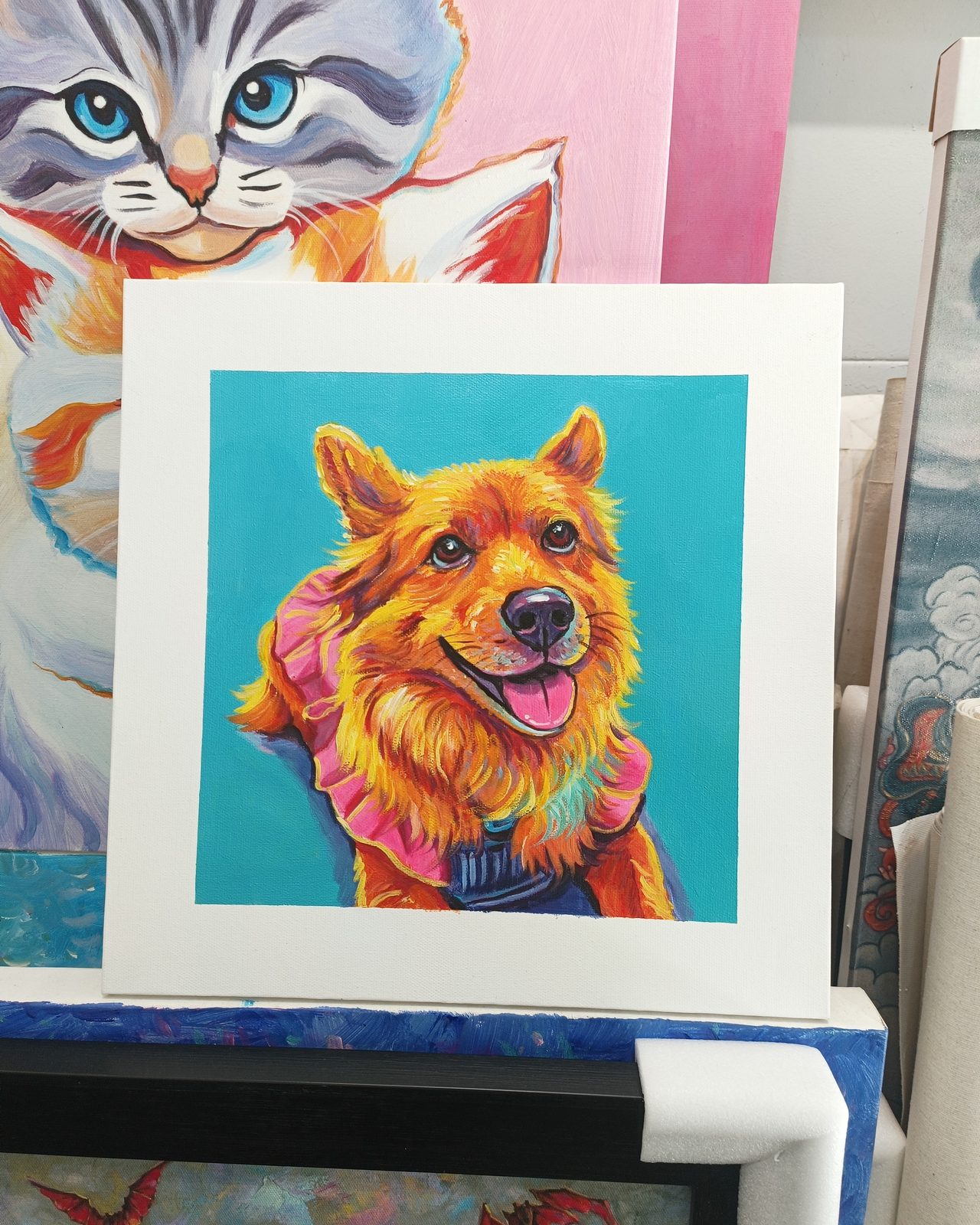 Hand-painted oil pet portrait from a customer photograph, study VI